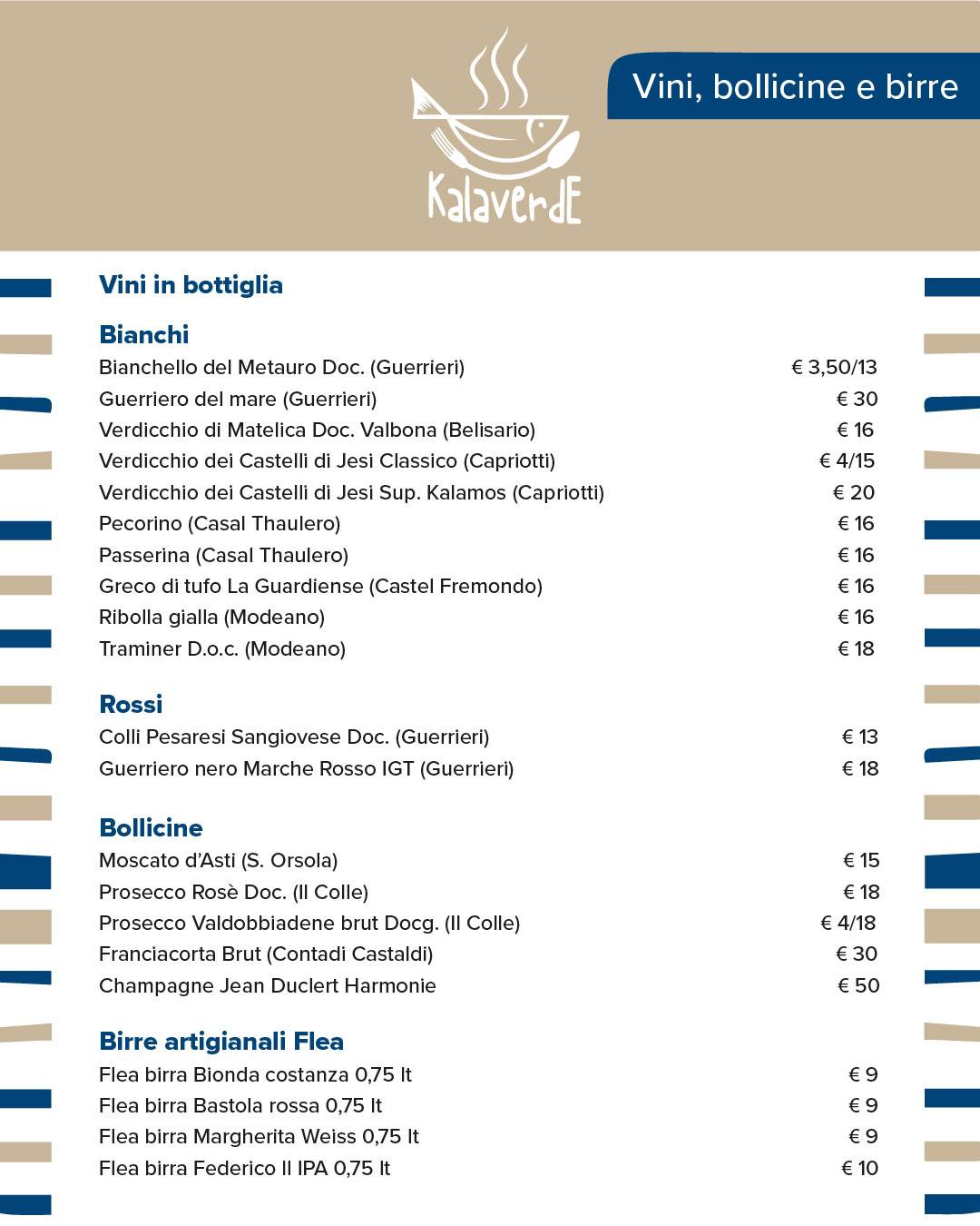 Menu di Ristorante Kalaverde 
