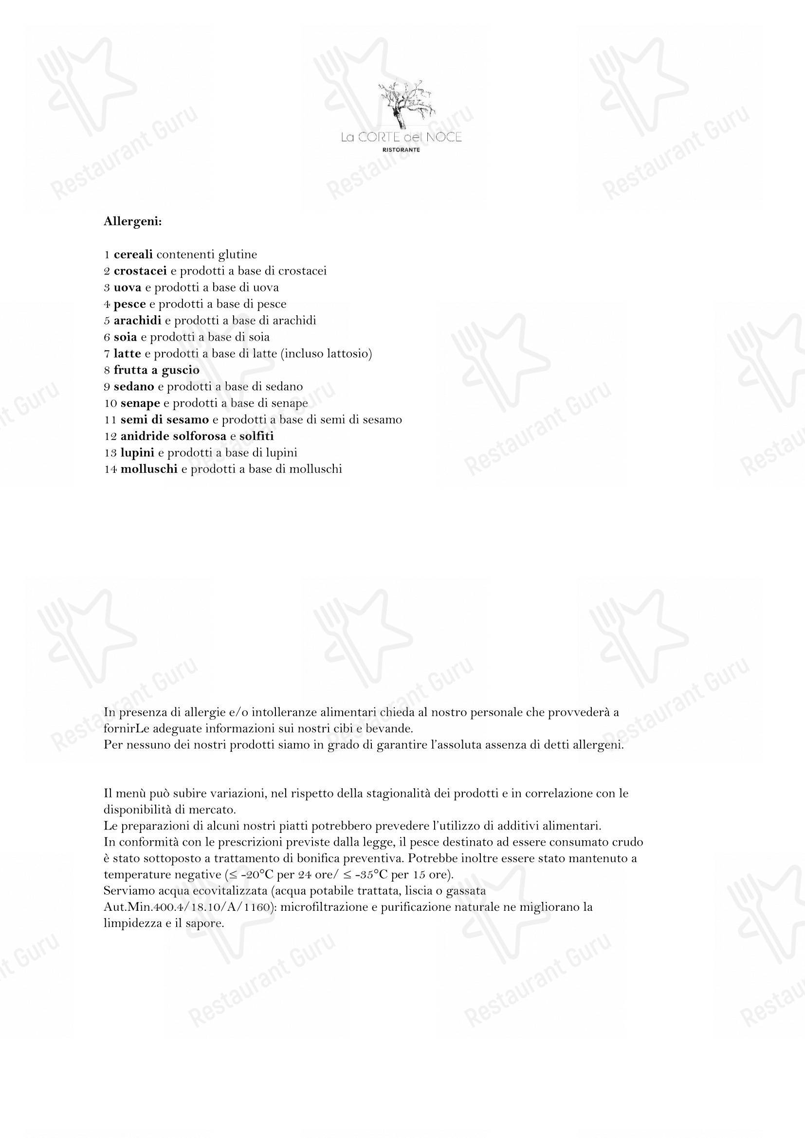 Menu bar per Ristorante La Corte Del Noce ristorante