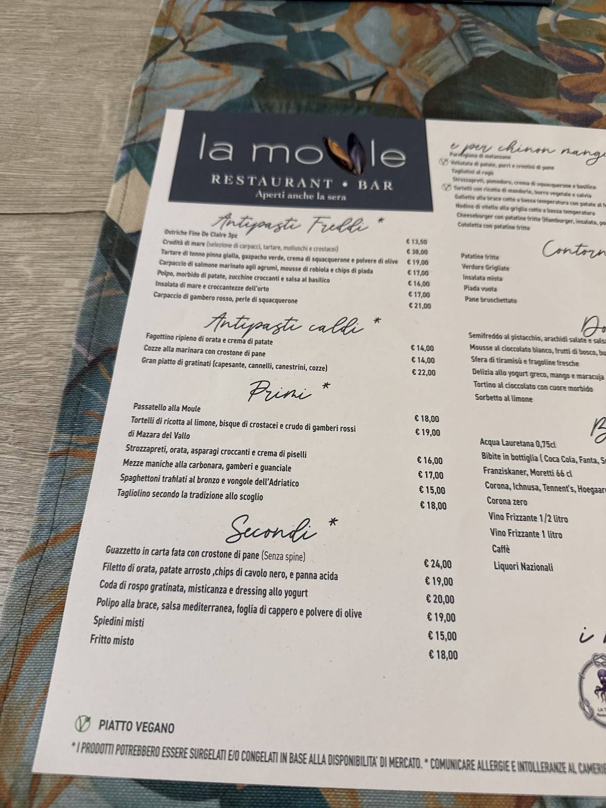 Menu di Ristorante La Moule 