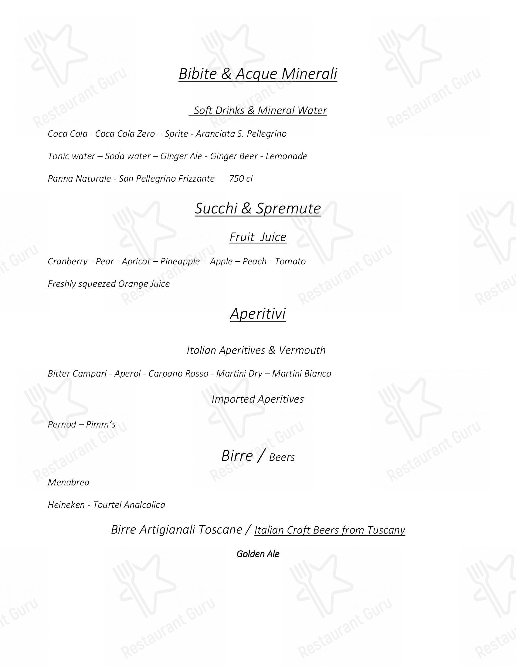 Menu di Ristorante La Terrazza at Villa Le Calvane - Menu