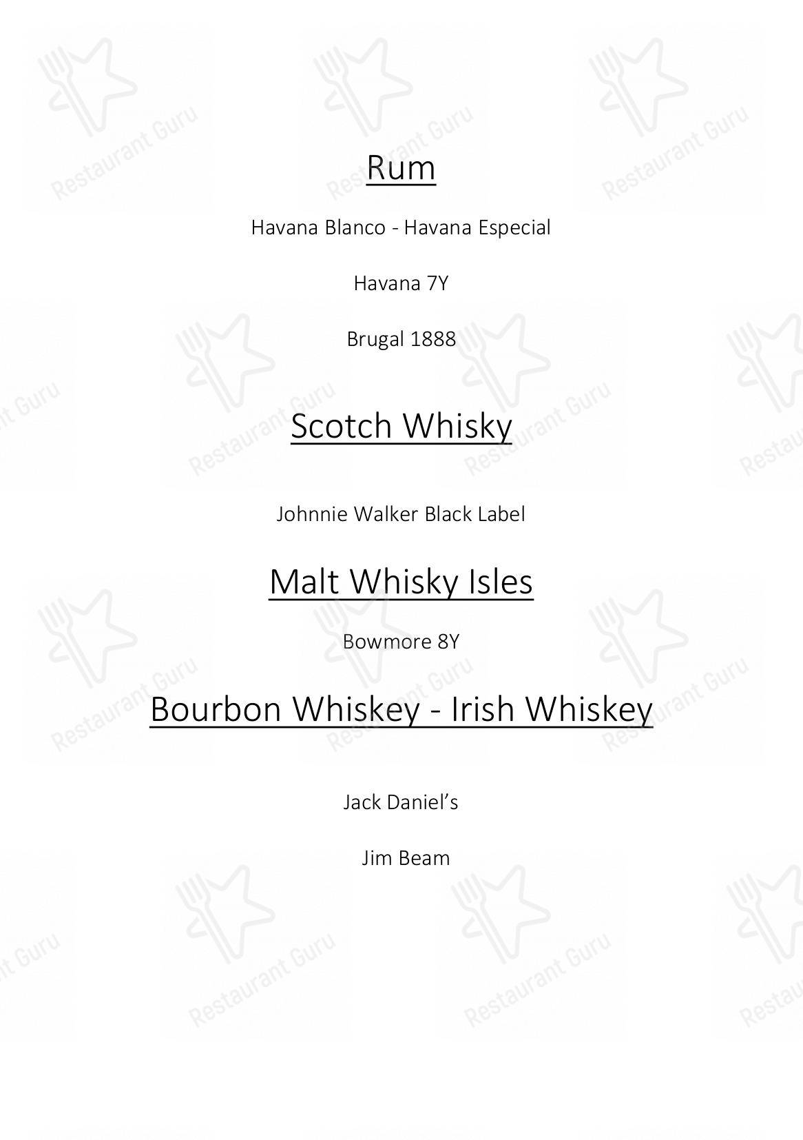 Menu di Ristorante La Terrazza at Villa Le Calvane - Menu bar