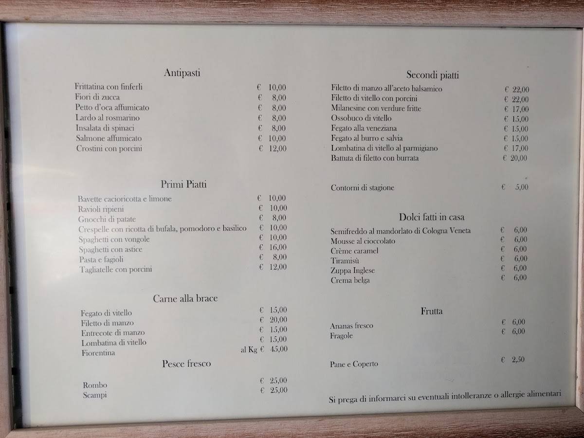 Menu da Ristorante La Torre, Monselice, Piazza Giuseppe Mazzini