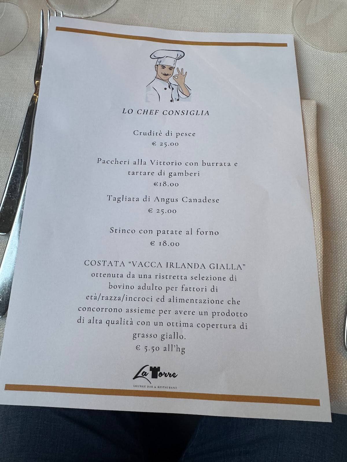 Menu di Ristorante La Torre 