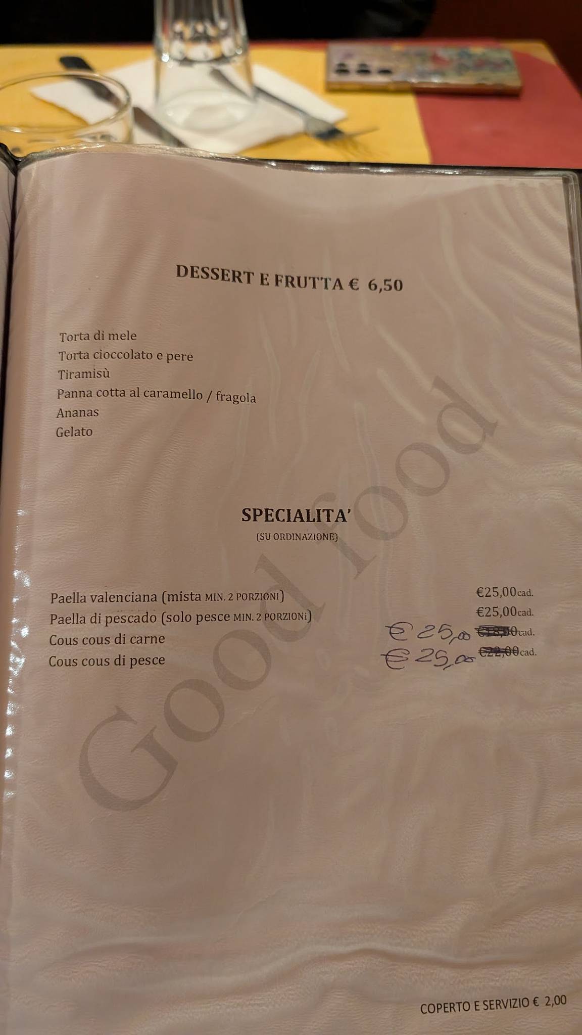 Menu di Ristorante Lo Scarabeo 