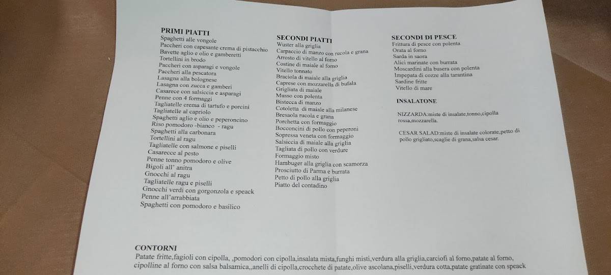Menu di Ristorante Pizzeria Oasi del Pesce 