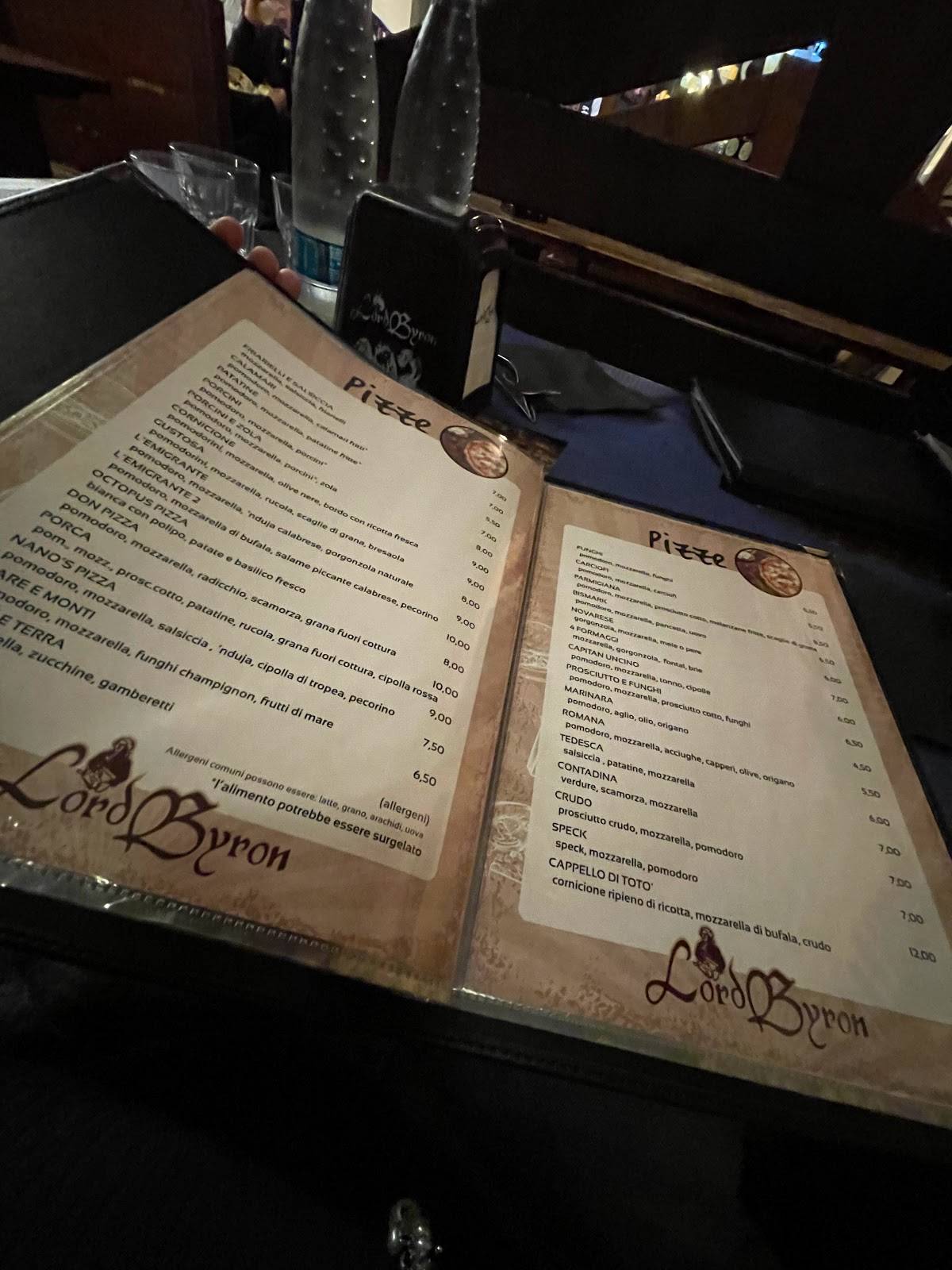 Menu di Ristorante Lord Byron 