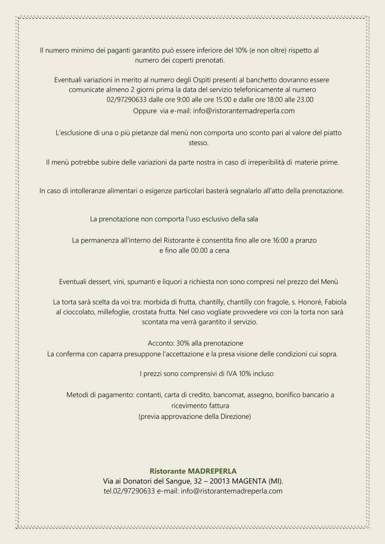 Menu di Ristorante Madreperla 
