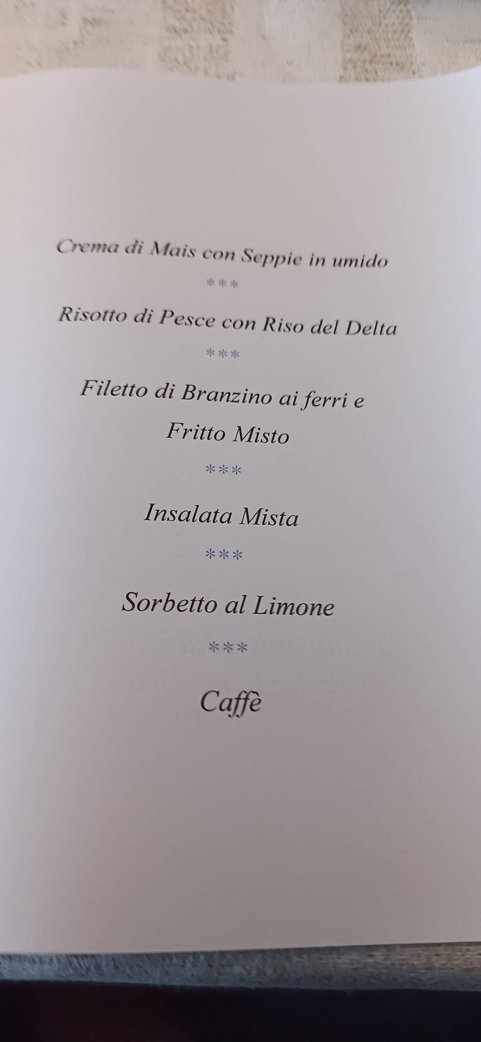 Menu di Ristorante Marina 70 