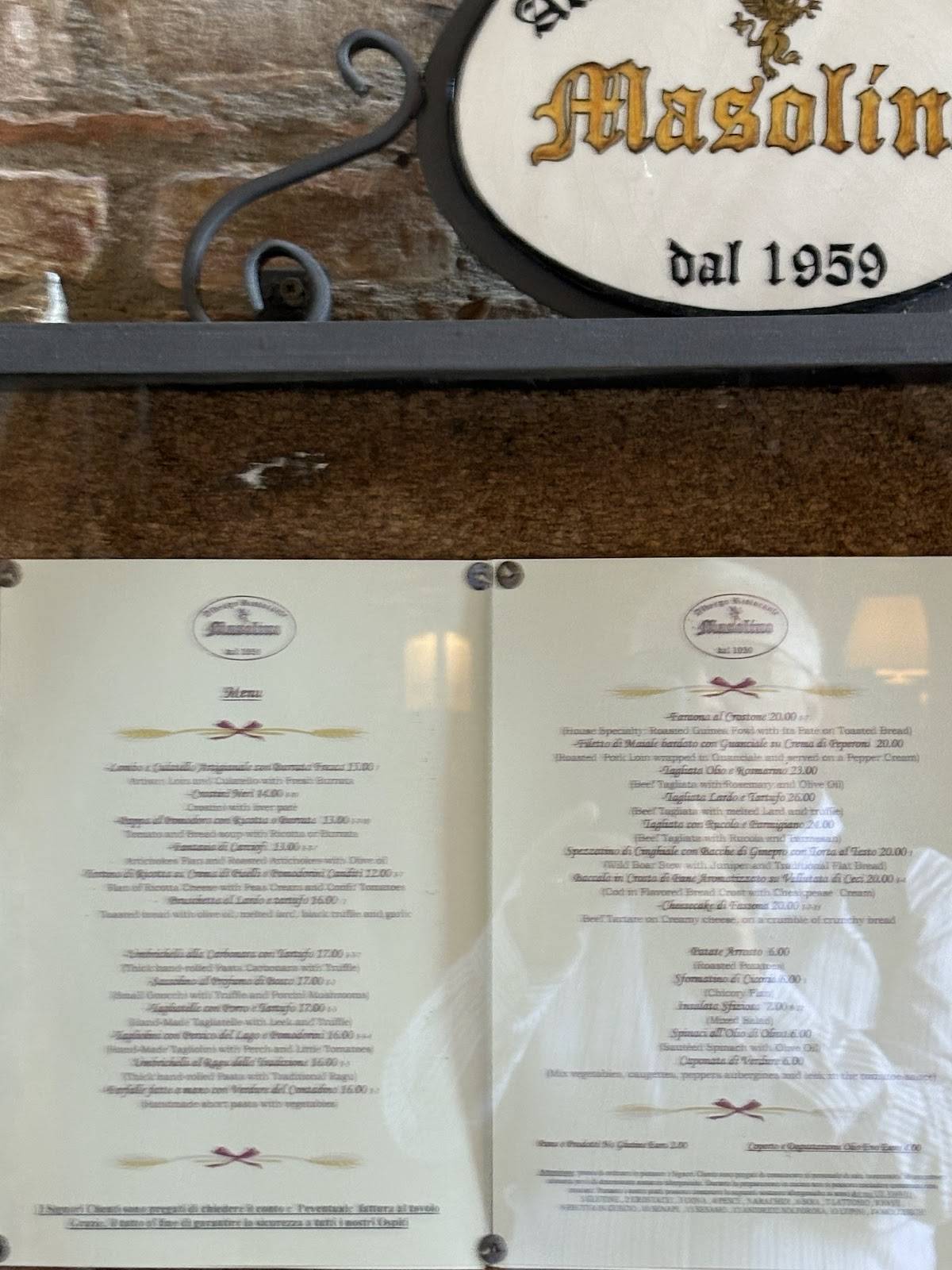 Menu di Ristorante Masolino 