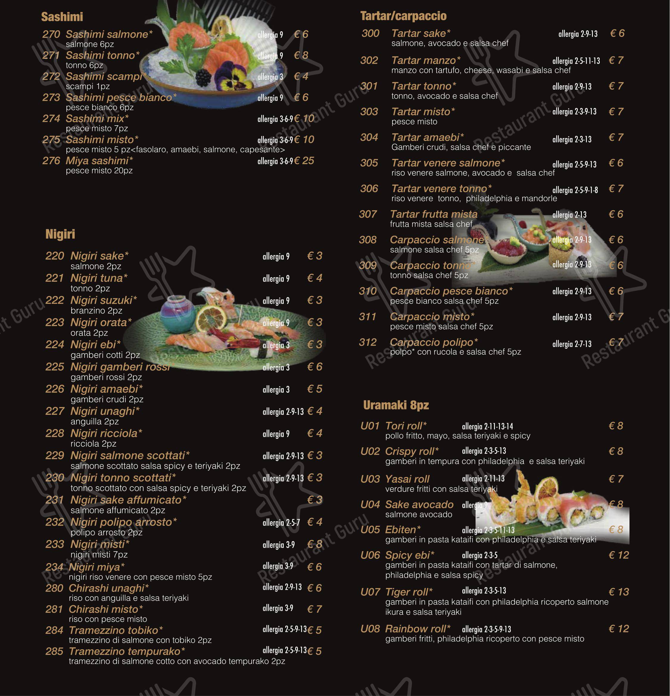 菜单 per Ristorante Miya Sushi in Borgo San Dalmazzo