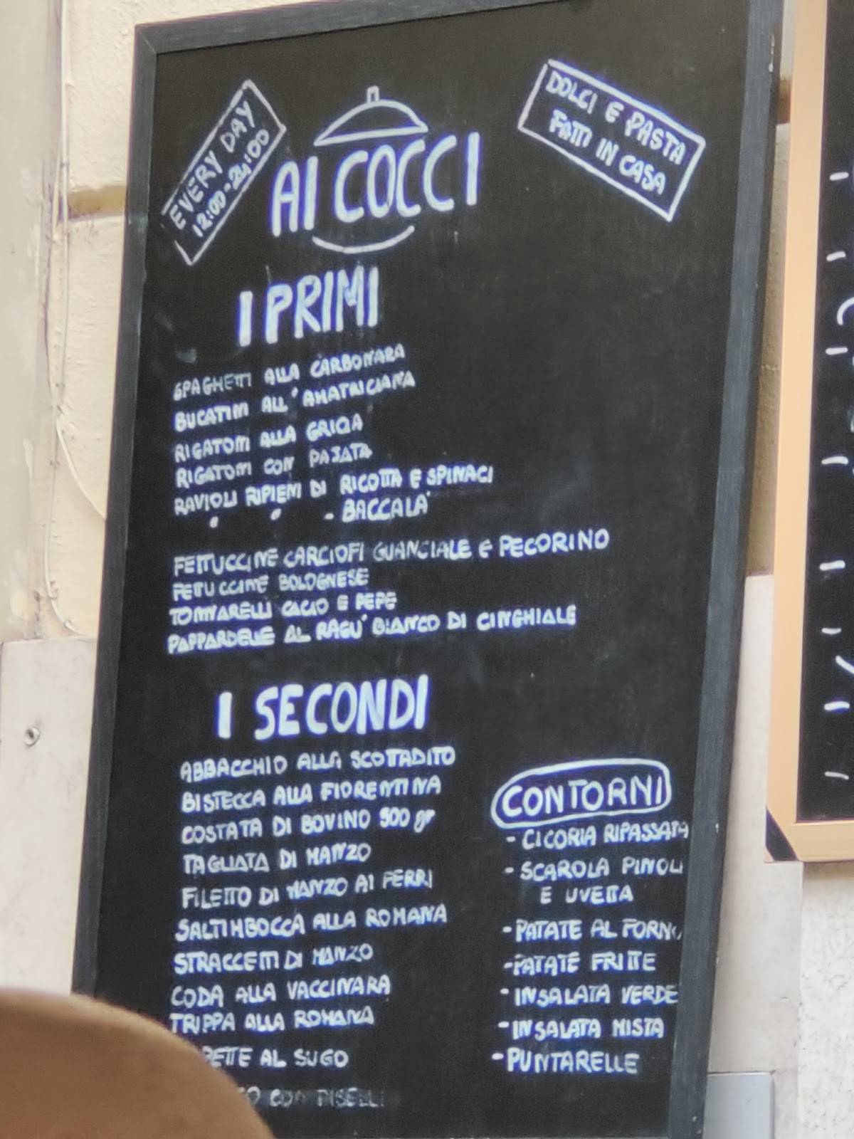 Menu di Ristorante Pizzeria Ai Cocci 