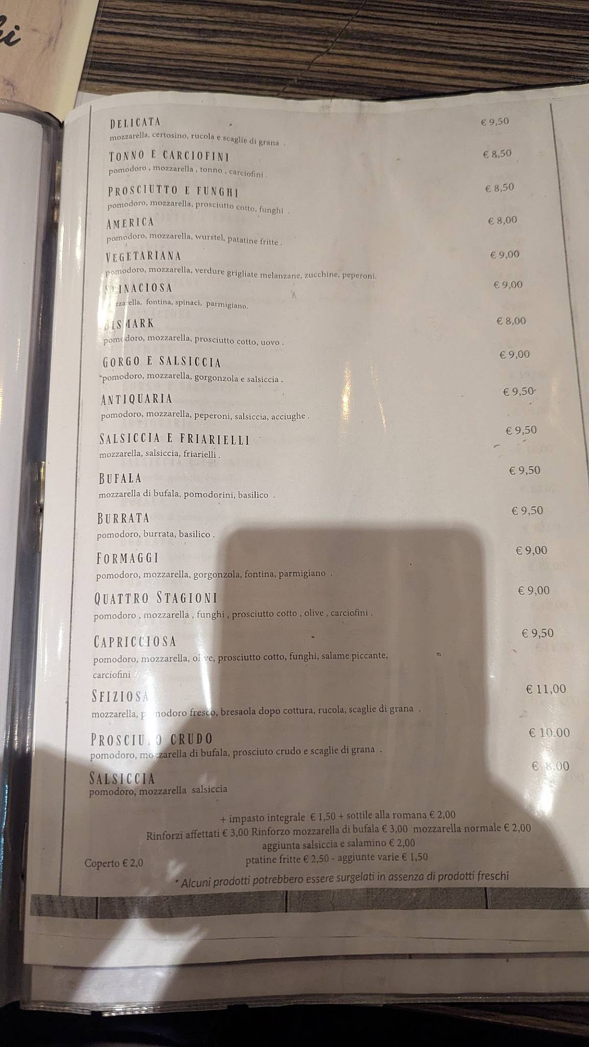 Menu di Ristorante Pizzeria Grattacielo 