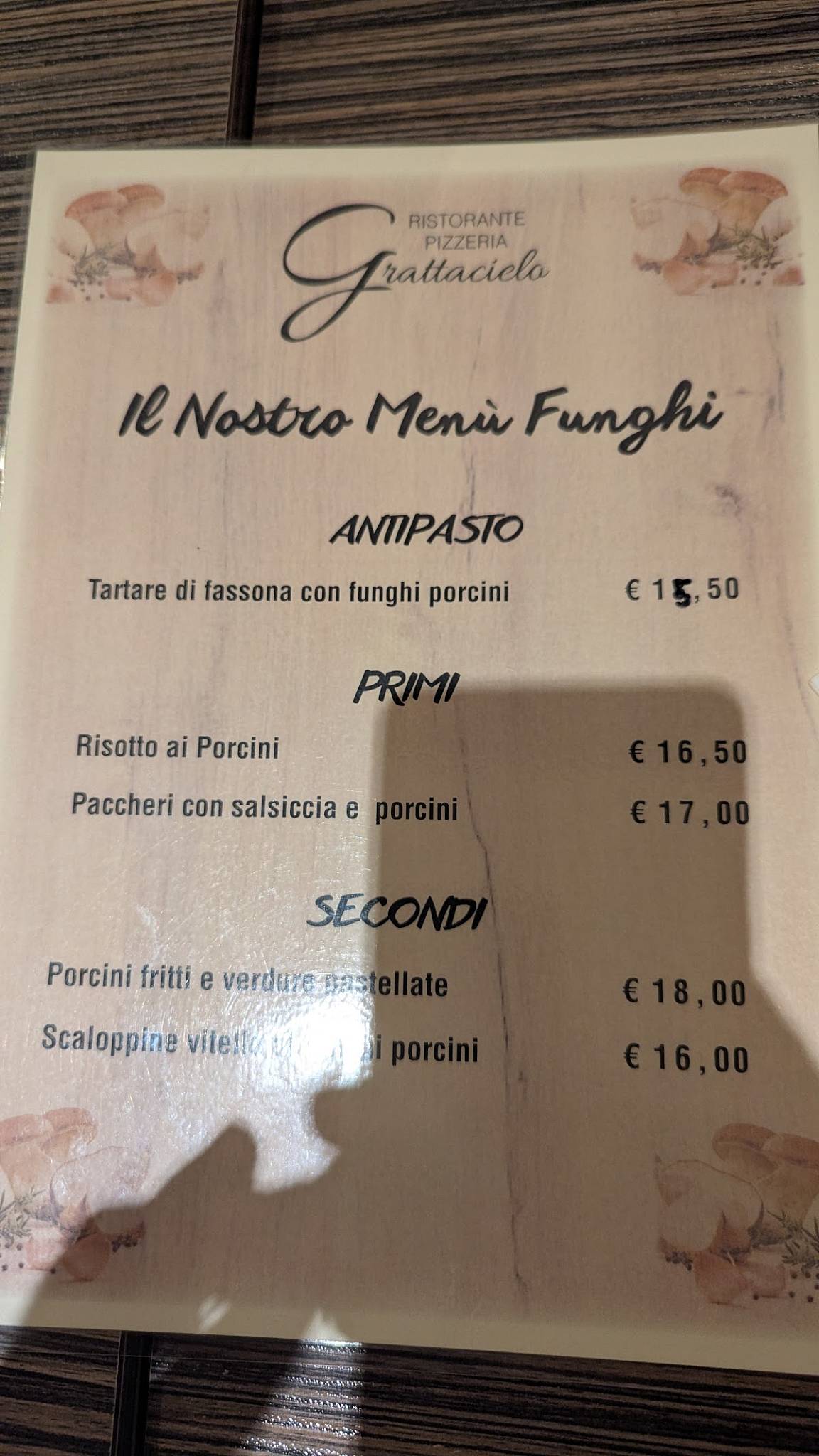 Menu di Ristorante Pizzeria Grattacielo 