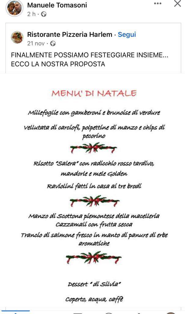 Menu di Ristorante Pizzeria Harlem 