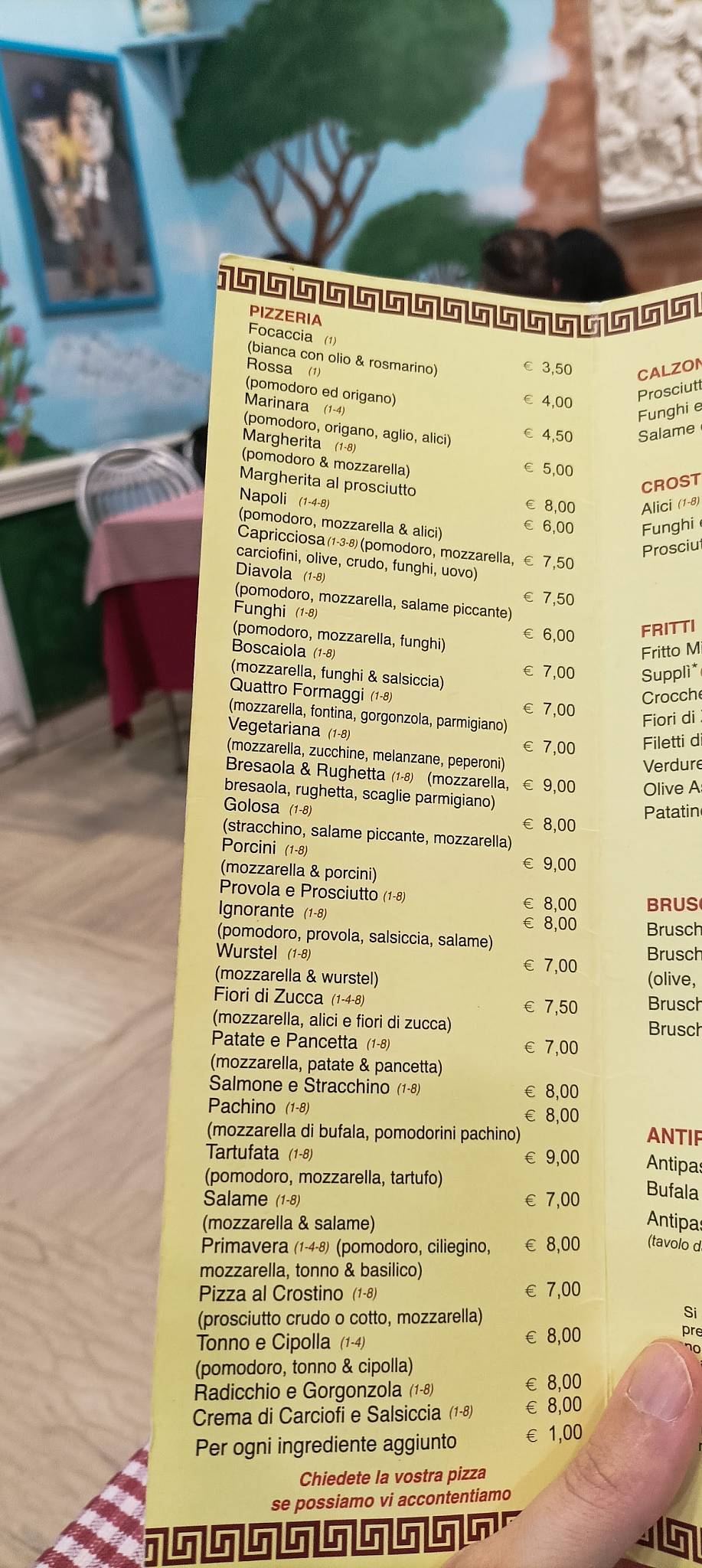 Menu di Ristorante - Pizzeria Il Pomo D'oro Roma 