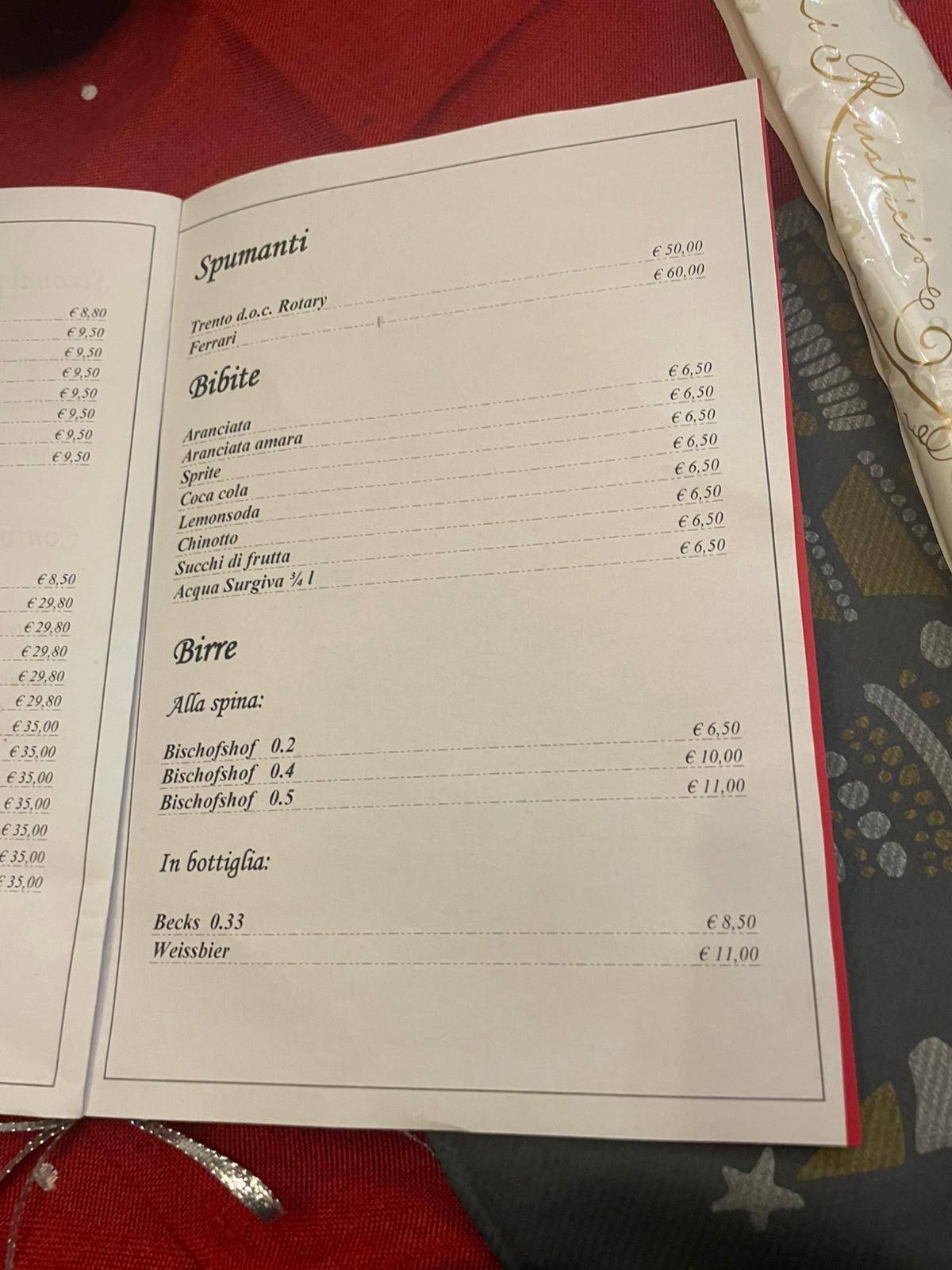Menu di Ristorante Pizzeria La Roda 