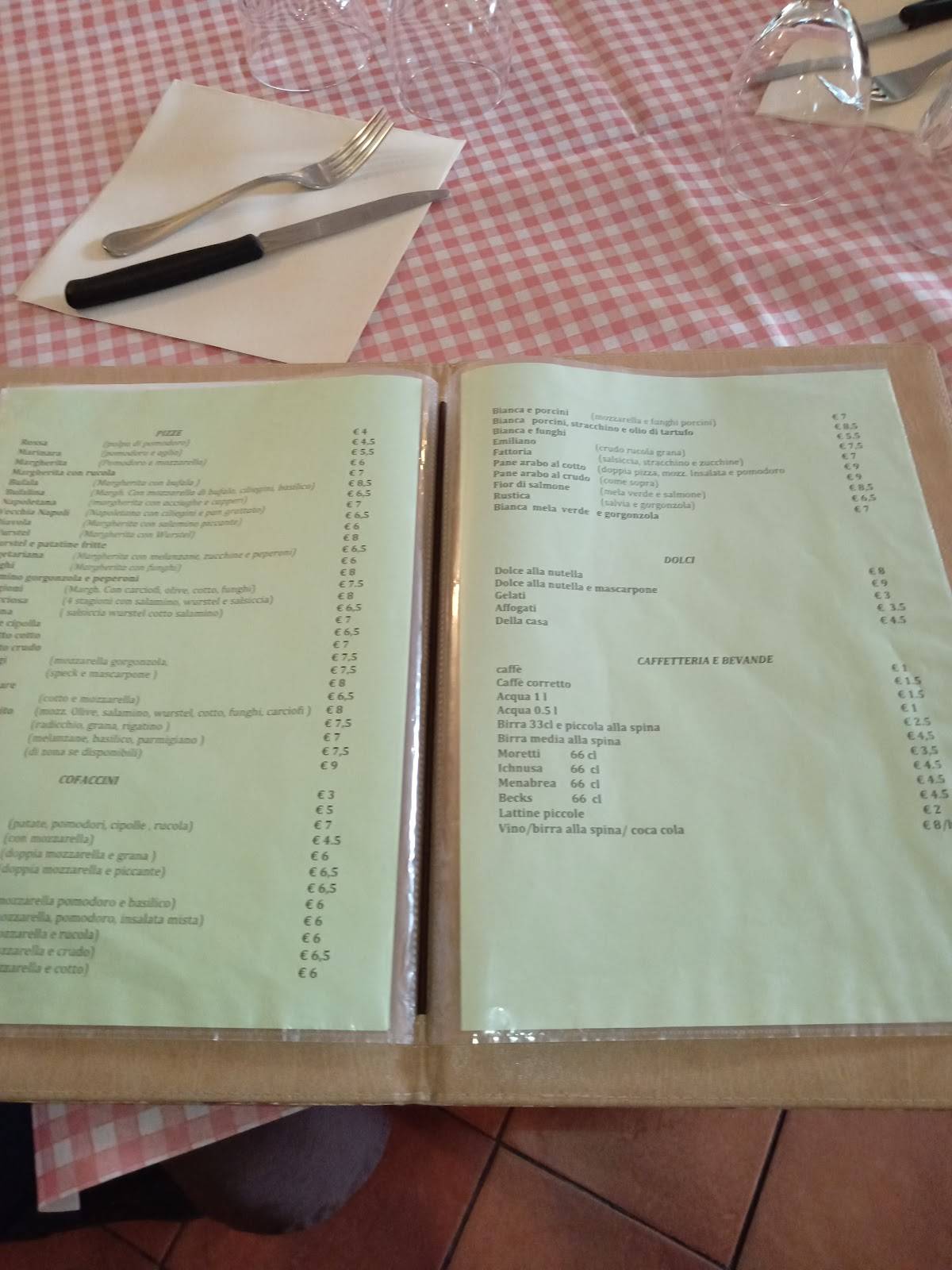 Menu di Ristorante Pizzeria La Via dell'Orto 
