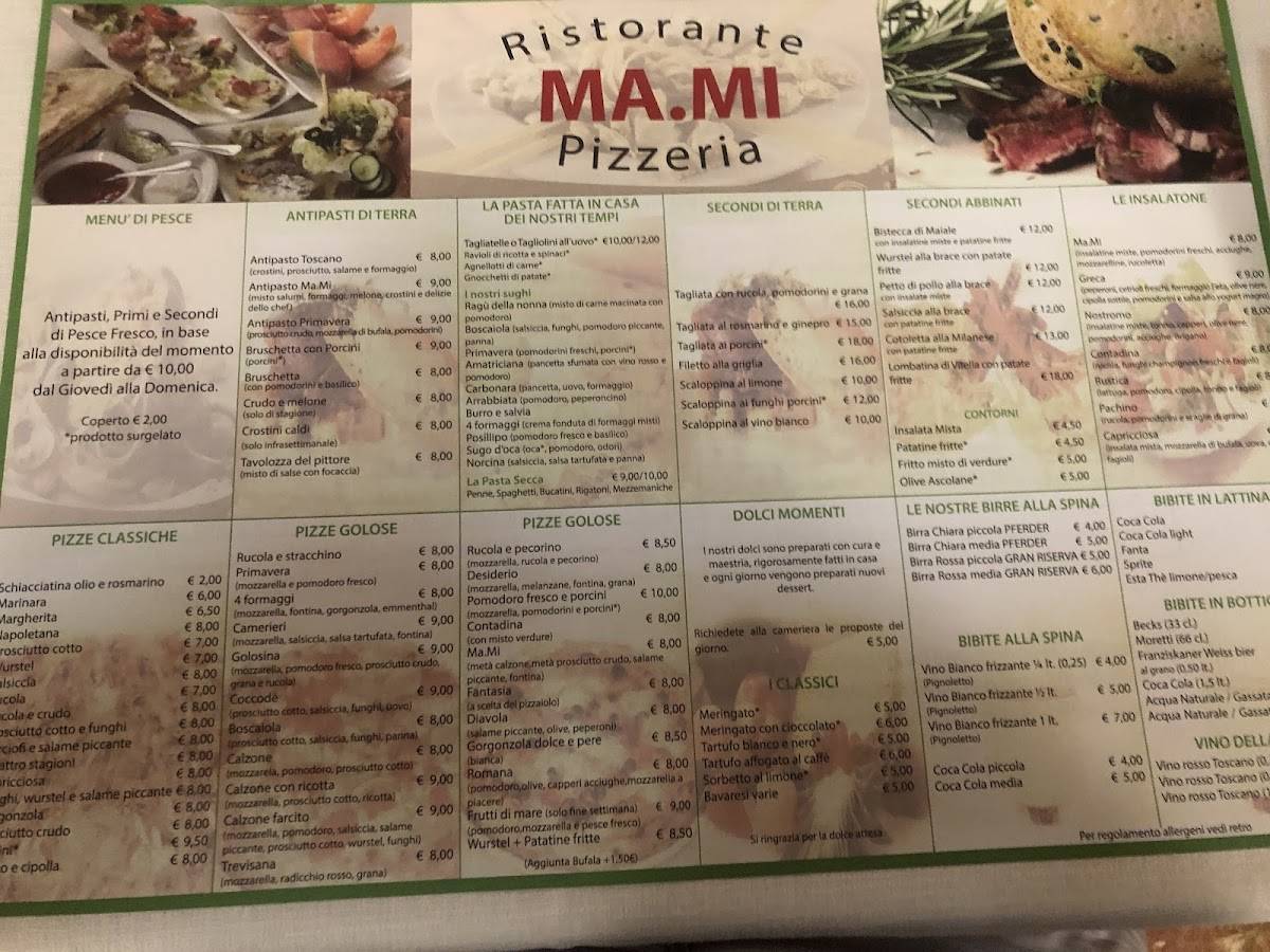 Menu di Ristorante Pizzeria Ma.mi. Di Burzi Milena E C. 