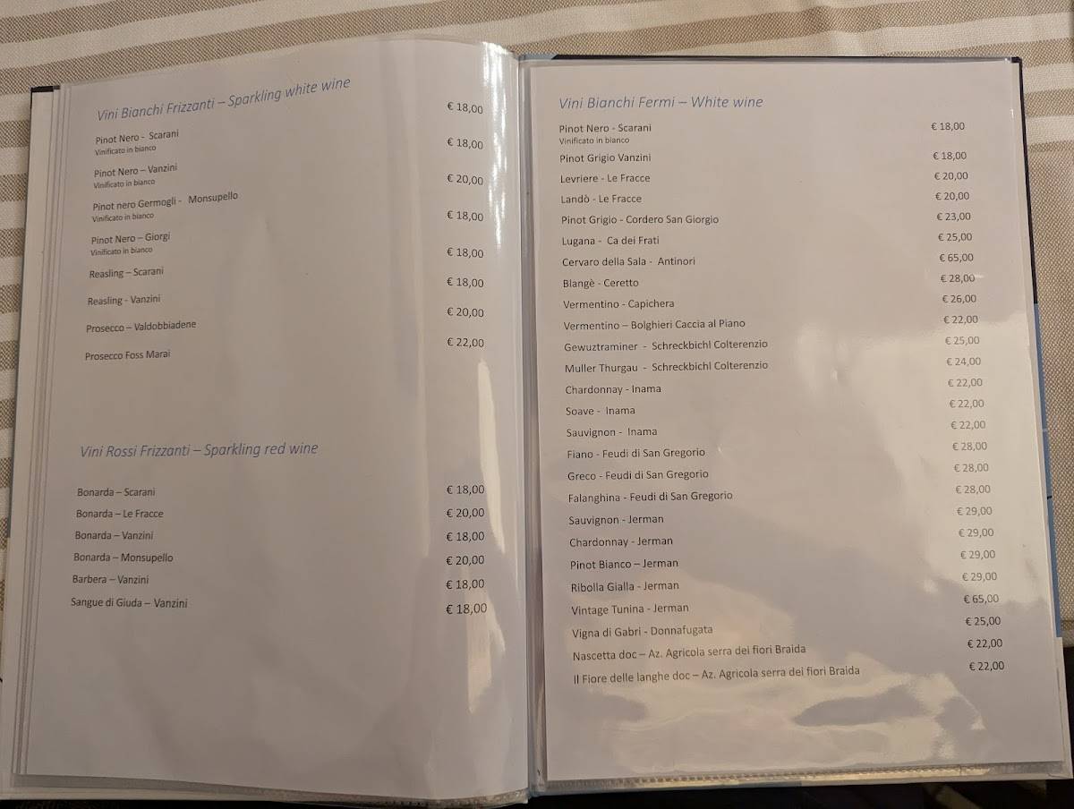 Menu di Ristorante Pizzeria Marechiaro 
