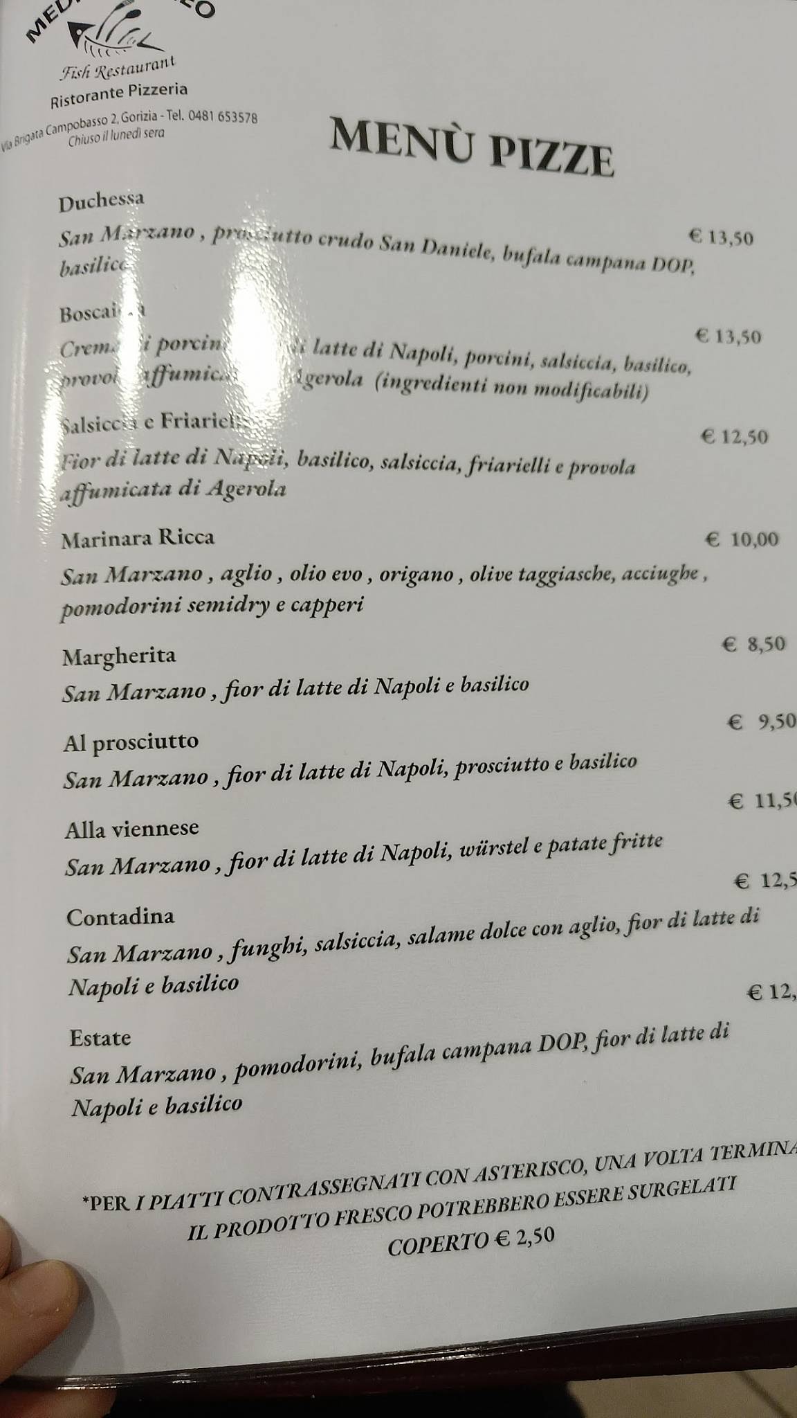 Menu di Ristorante Pizzeria Mediterraneo 