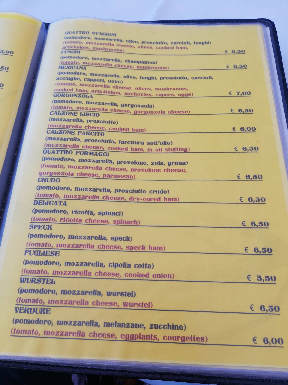 Menu di Ristorante Pizzeria Mexicana 