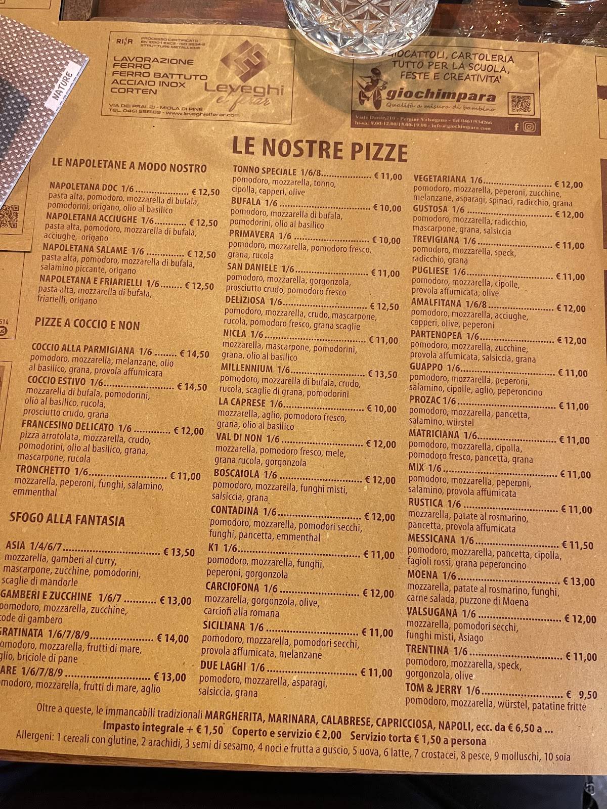 Menu di Ristorante Pizzeria Millennium 