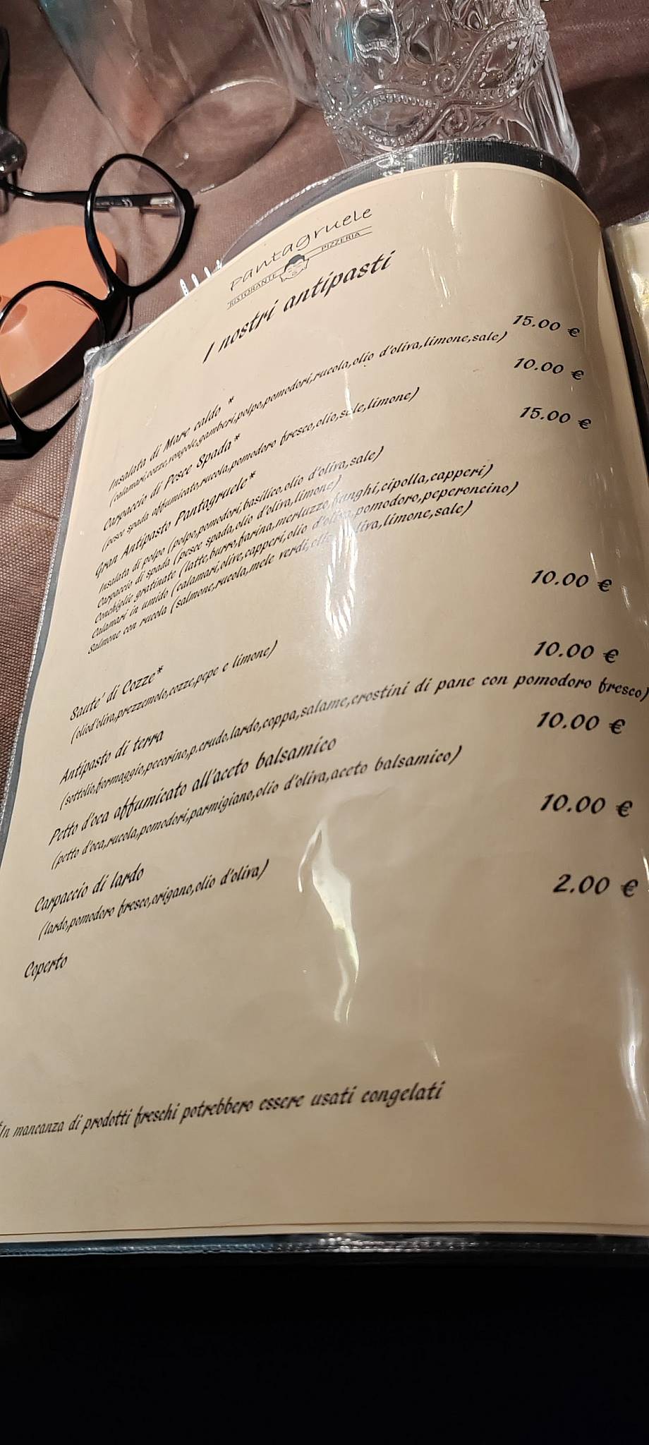 Menu di Ristorante - Pizzeria Pantagruele 