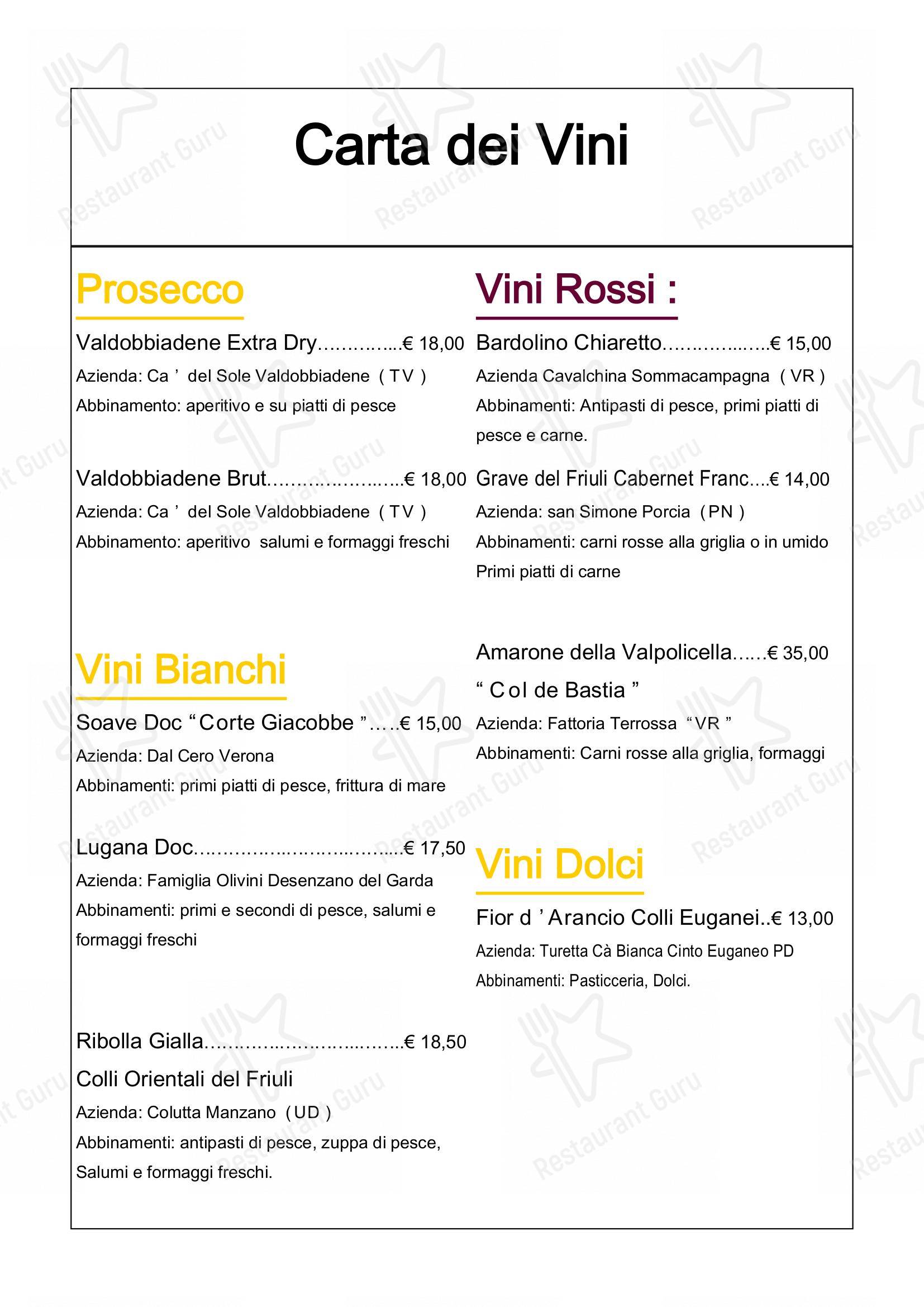 Menu di Ristorante Pizzeria Zefrido - Dinner Menu