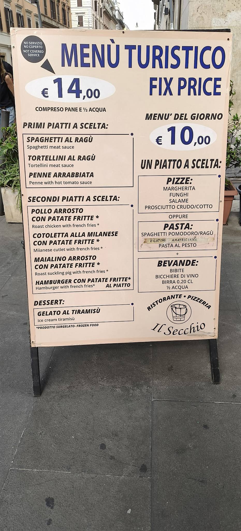 Menu di Ristorante Pizzeria il Secchio Roma 