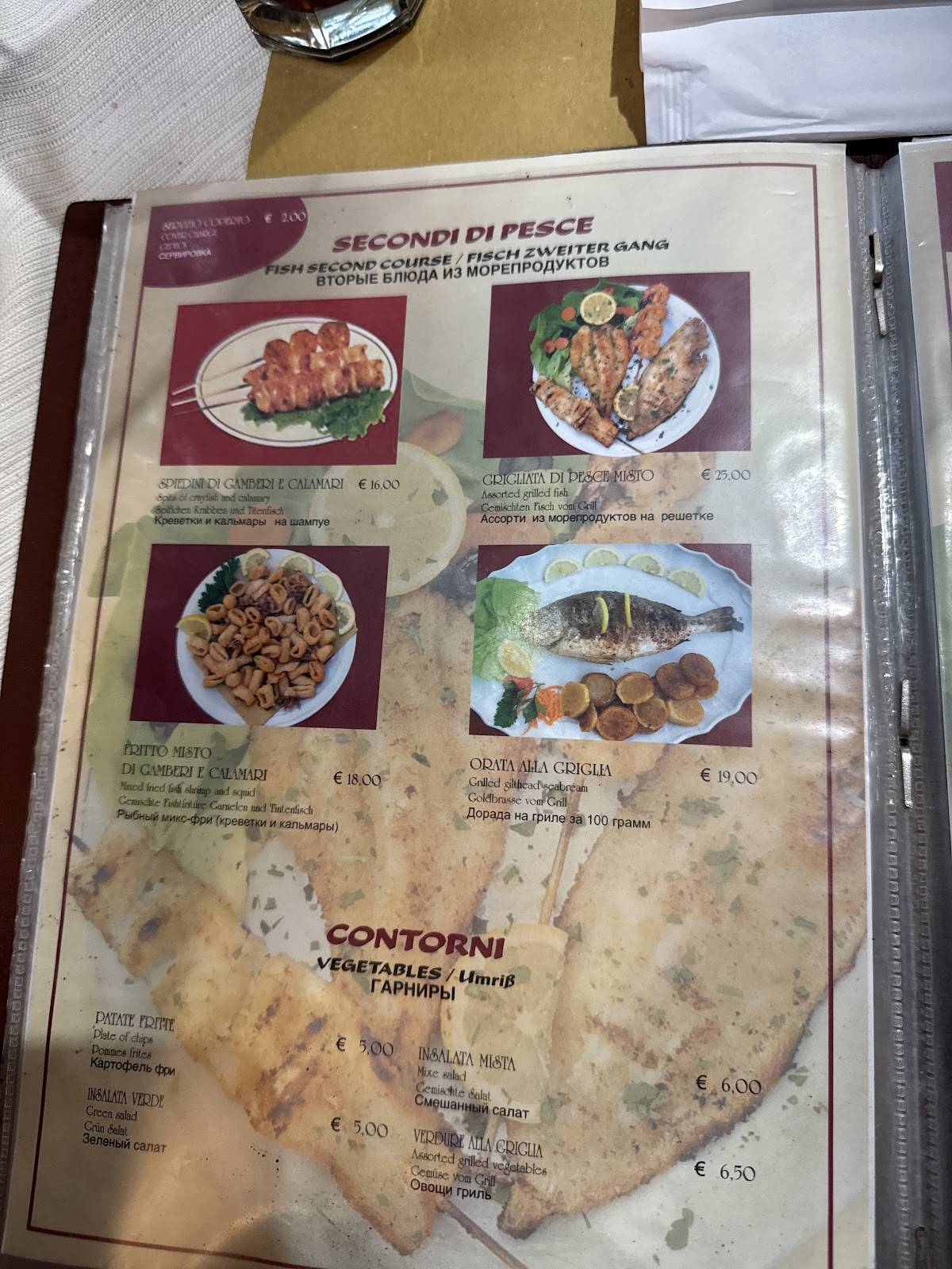 Menu di Ristorante Rimet 70 