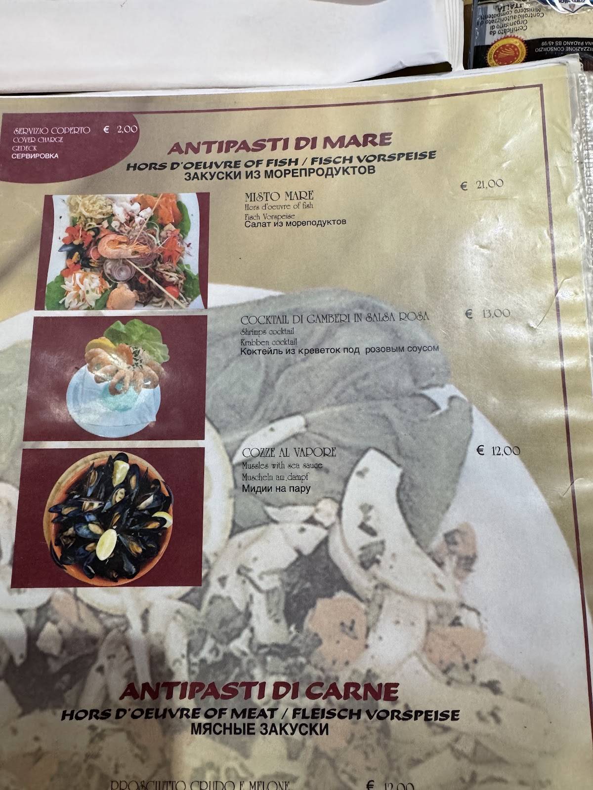 Menu di Ristorante Rimet 70 