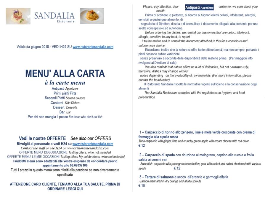 Menu di Sandalia 