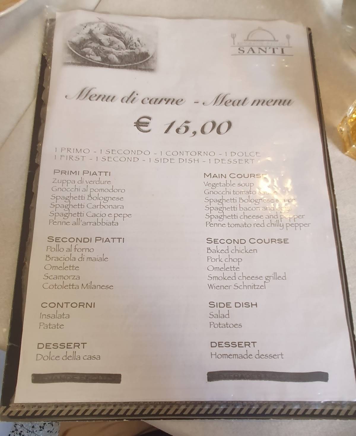 Menu di Ristorante Santi 