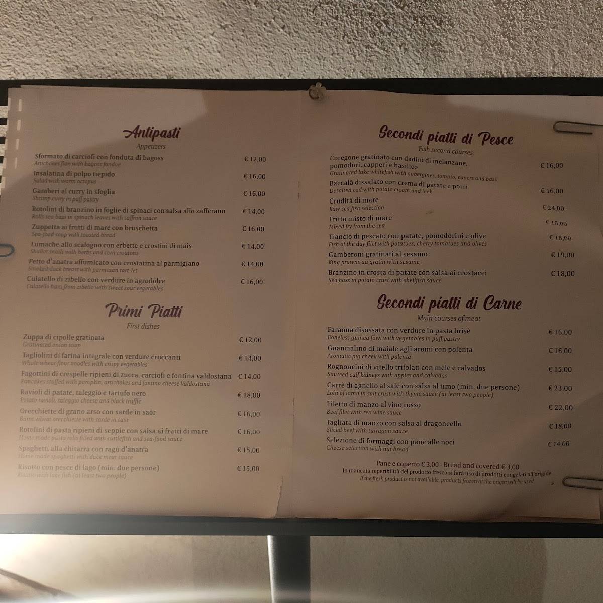 Menu di Ristorante Villa Aurora 