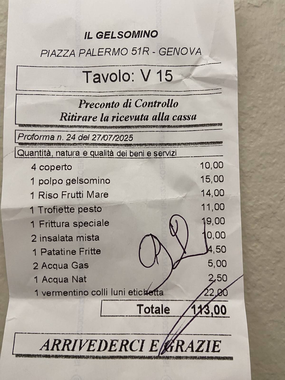 Menu di Ristorante bar il gelsomino 