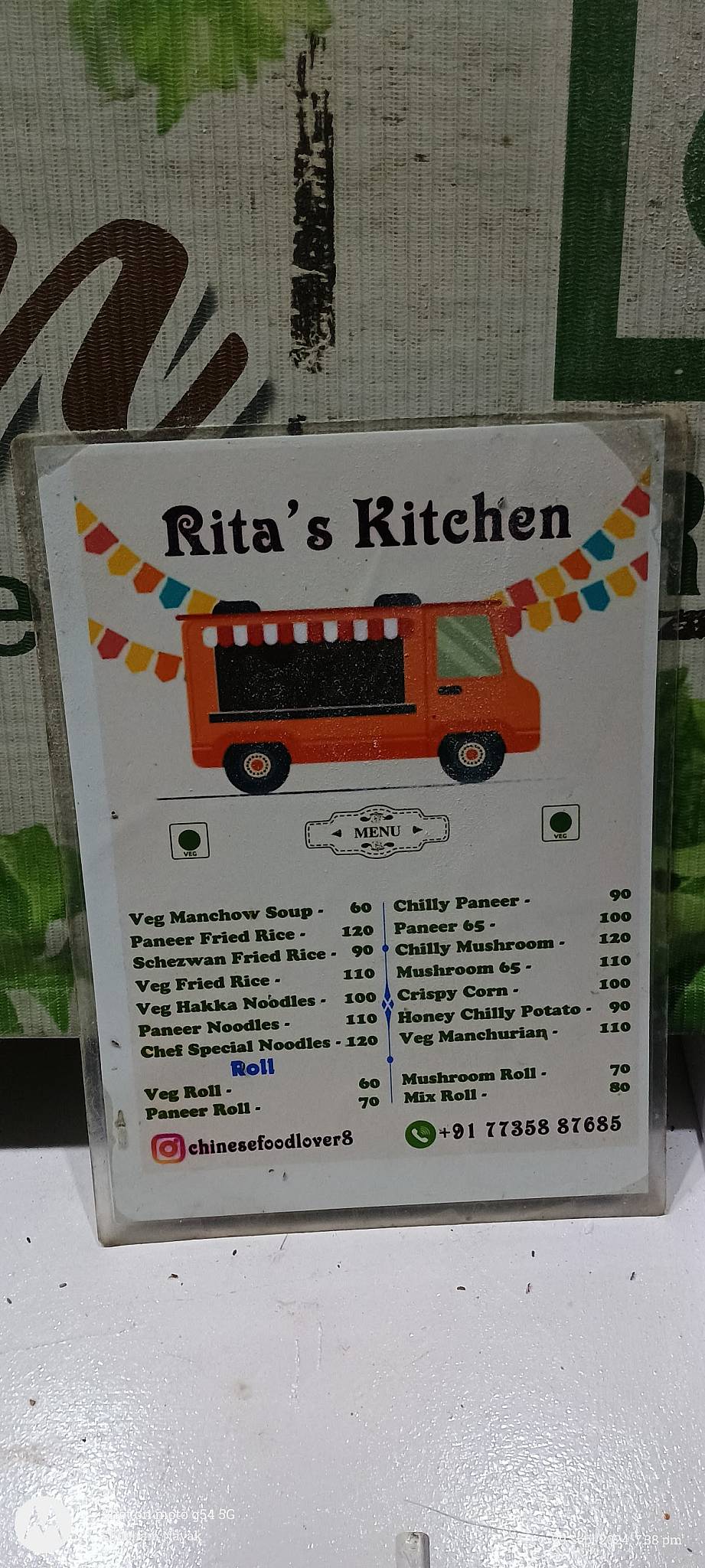 Rita's kitchen menu
