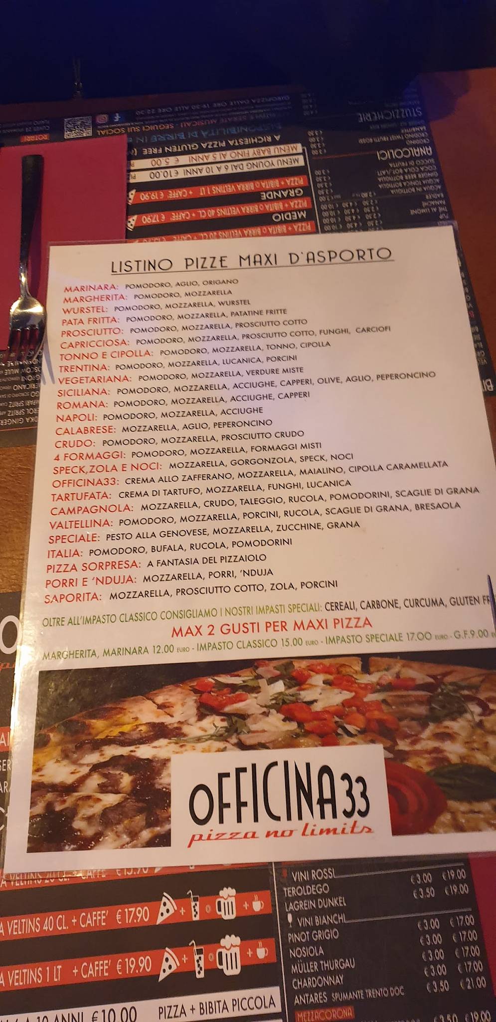 Menu di Pizzeria Officina 33 
