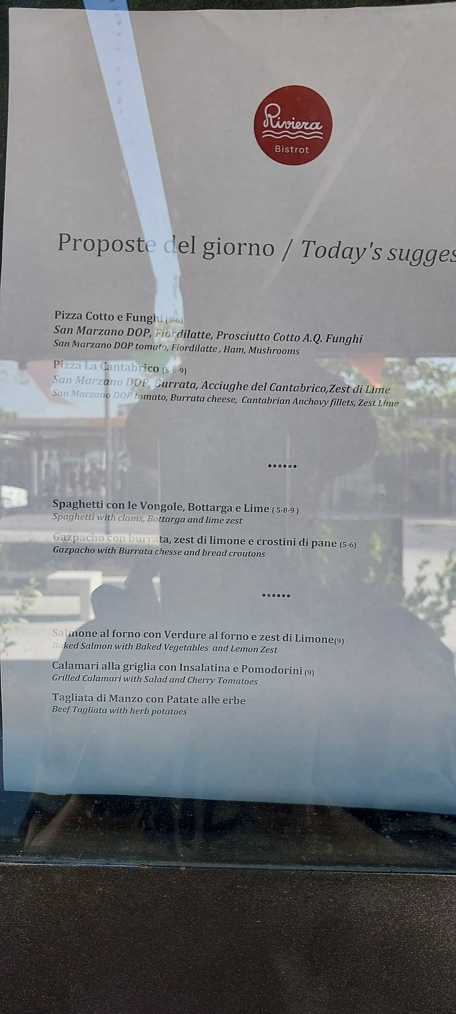 Menu di Riviera Bistrot 