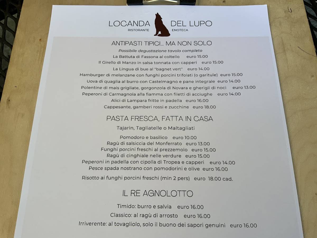 Menu di Locanda del Lupo 