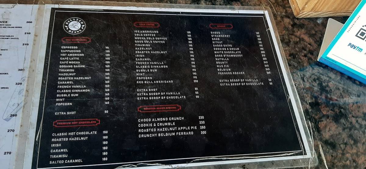 Menu at Roasted Beans Cafe, Ahmedabad