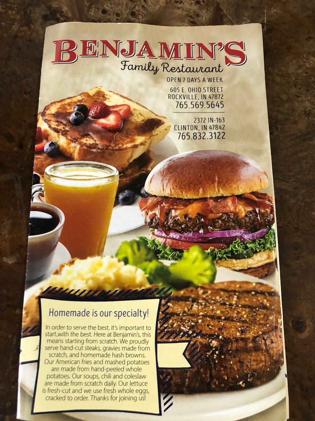 Menu at Benjamin's Family Restaurant, Rockville