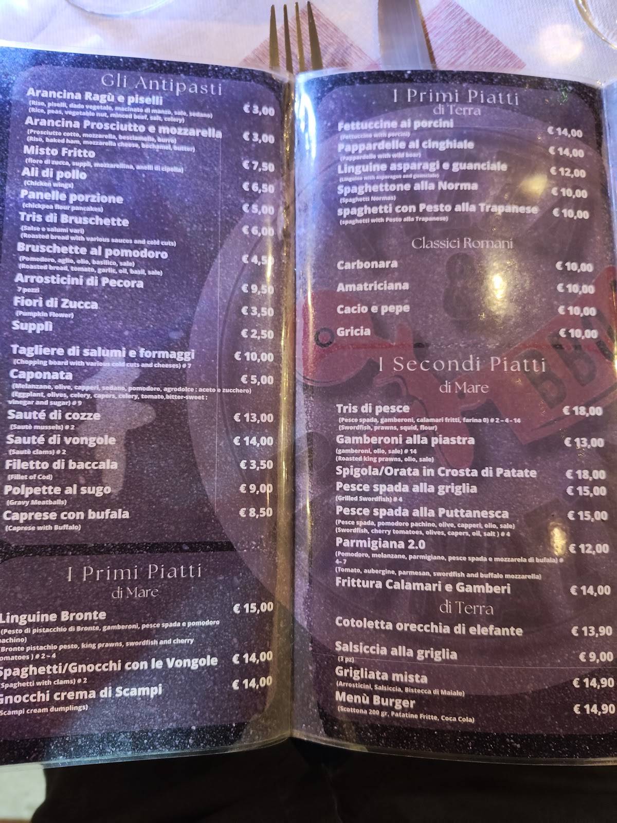 Menu di Arancina Matta pizza & carnazza 