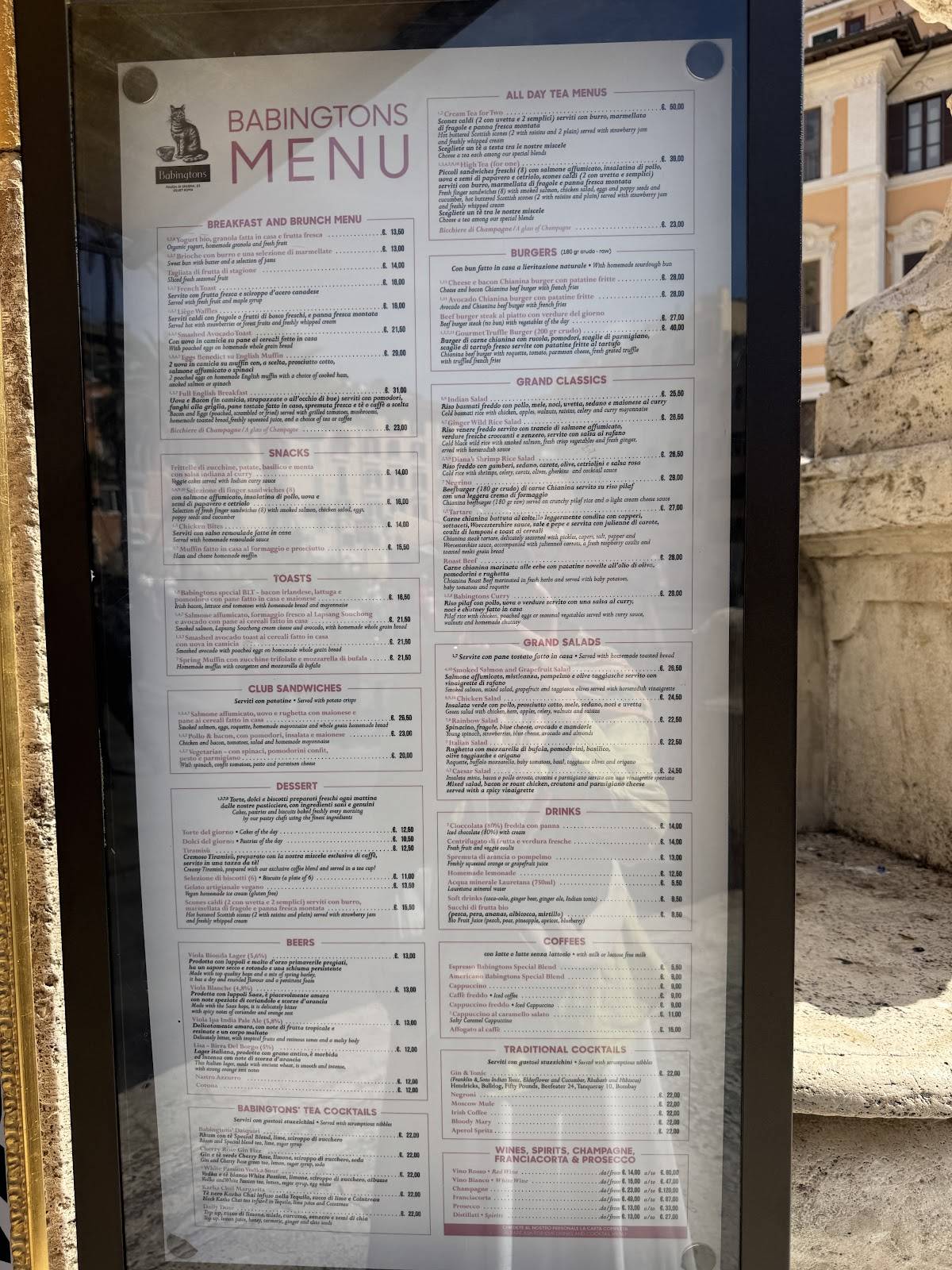 Menu di Babingtons 