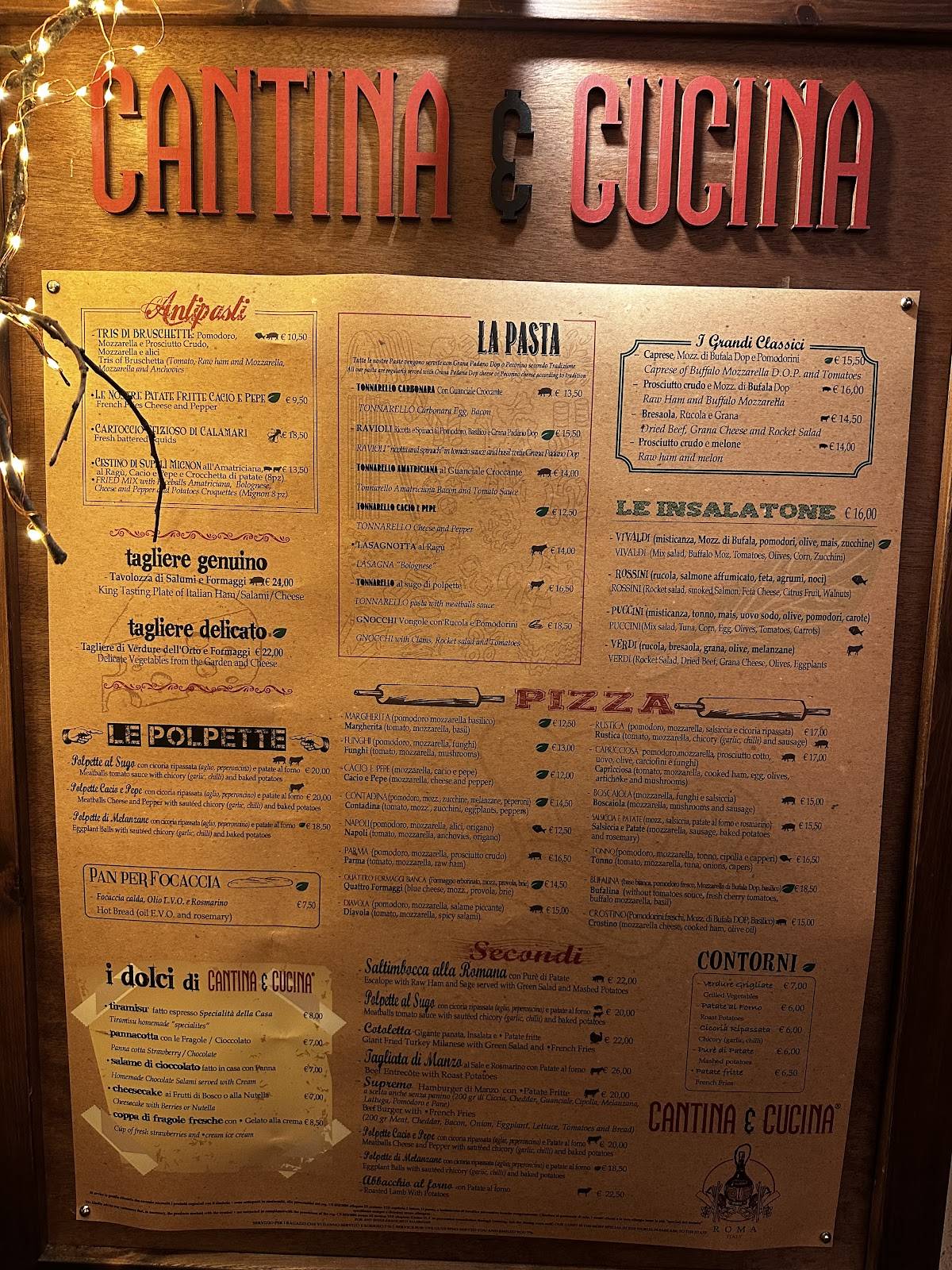 Menu di Cantina e Cucina 
