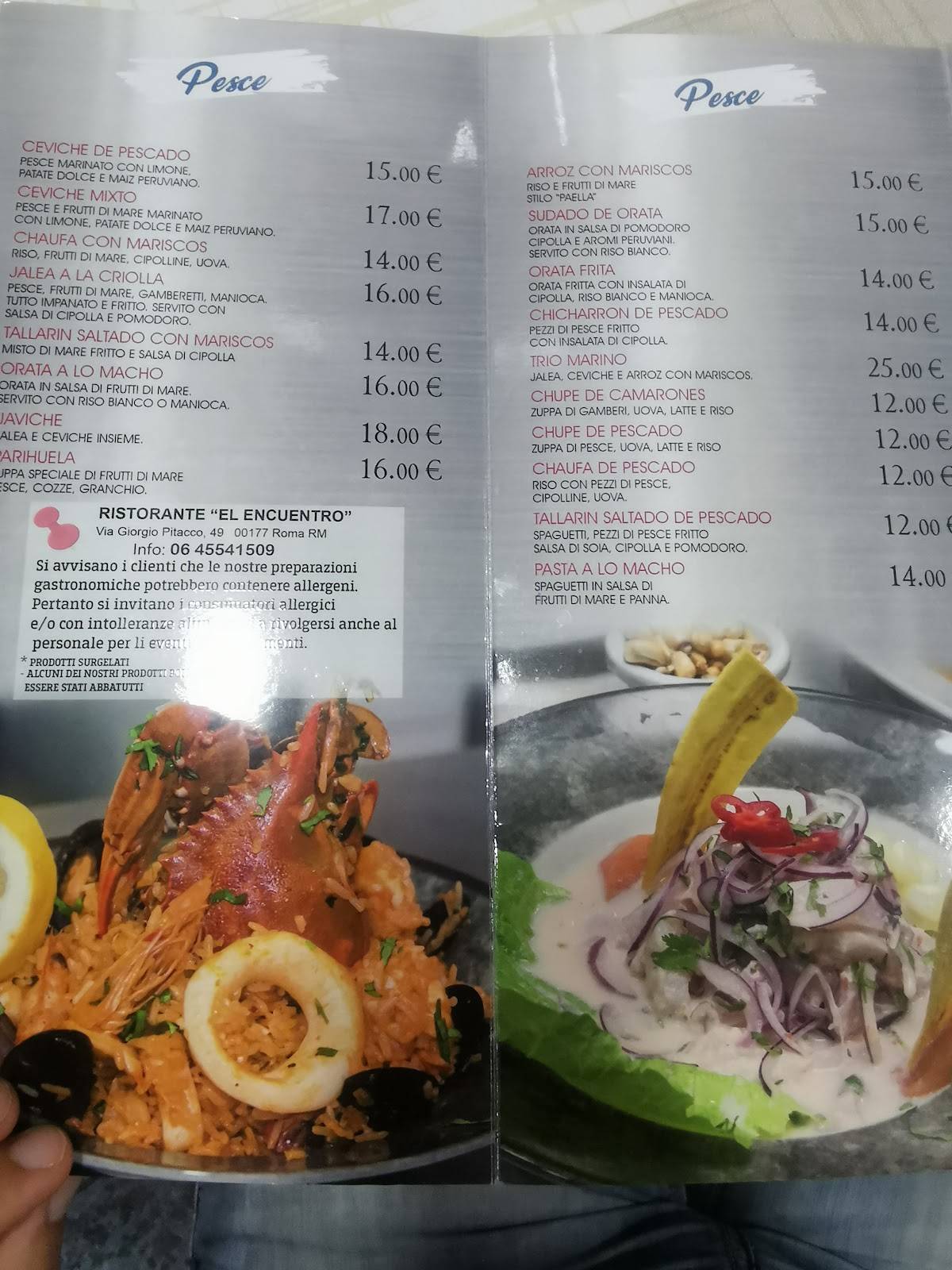 Menu di El Encuentro 