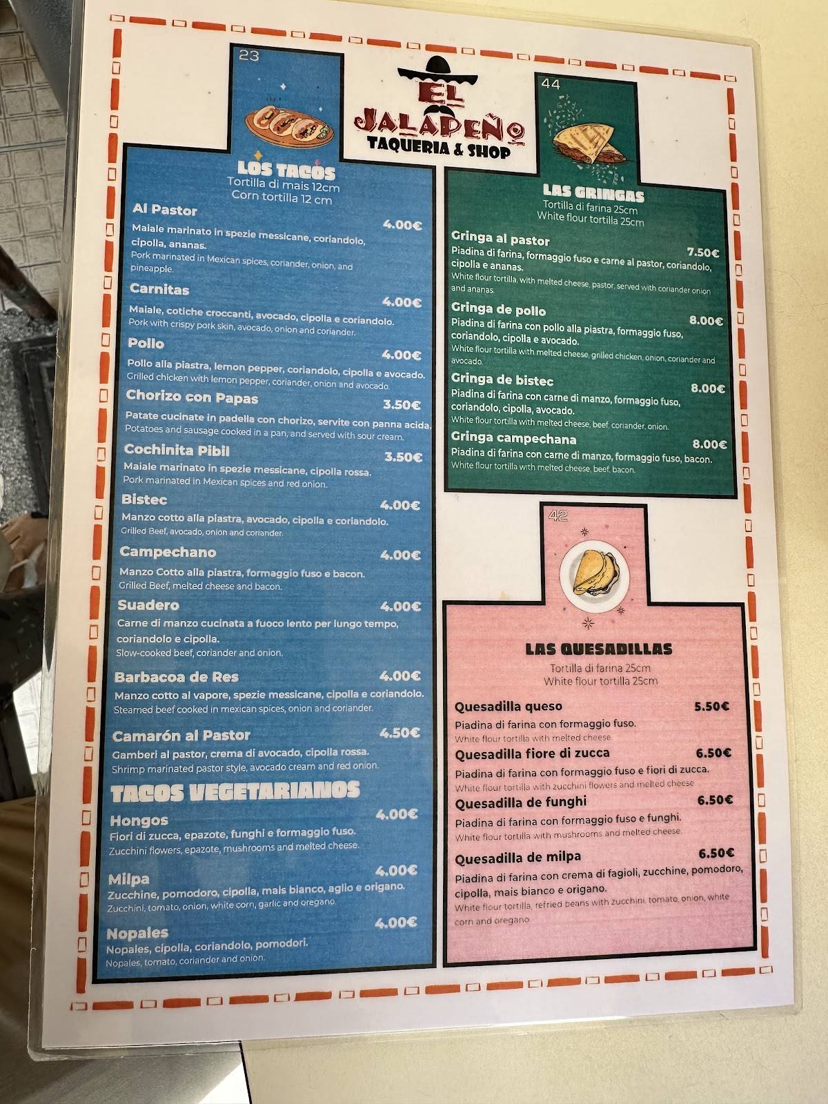 Menu de El Jalapeño