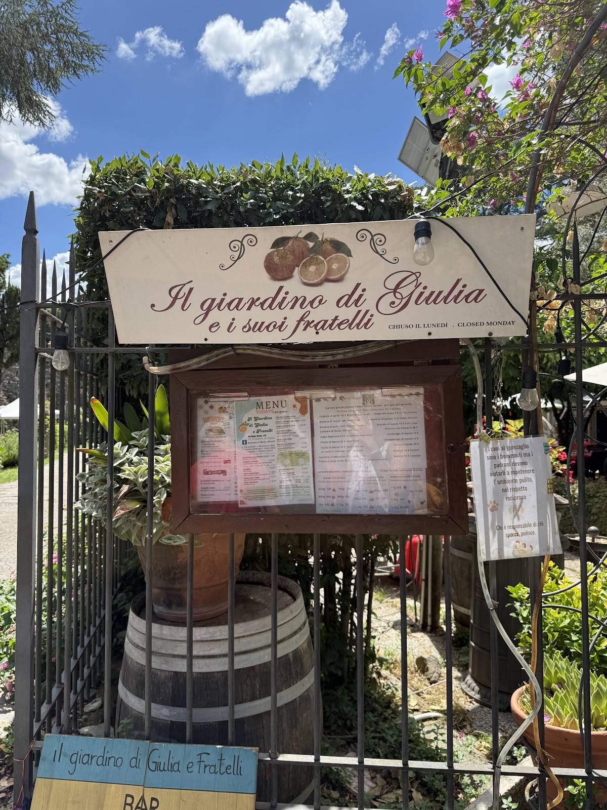 Menu di Giardino di Giulia e Fratelli 