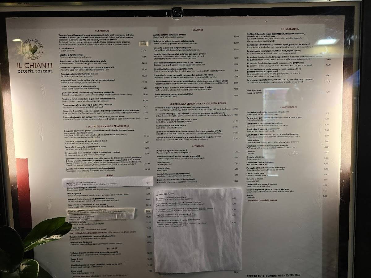 Menu di Il Chianti Osteria Toscana dal 1960 