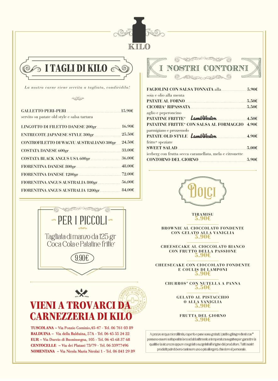 Menu di Kilo Restaurant 