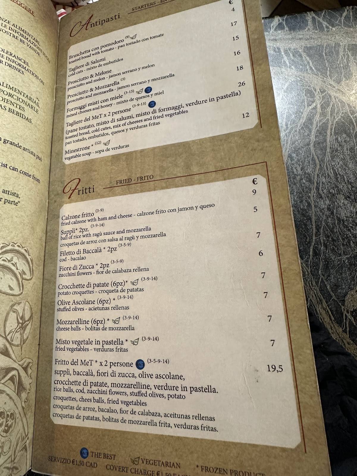 Menu di Mangia e Trevi 